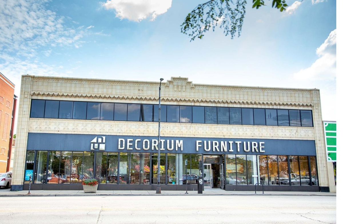 Decorium Furniture storefront at 4851 N. Western Ave., Chicago